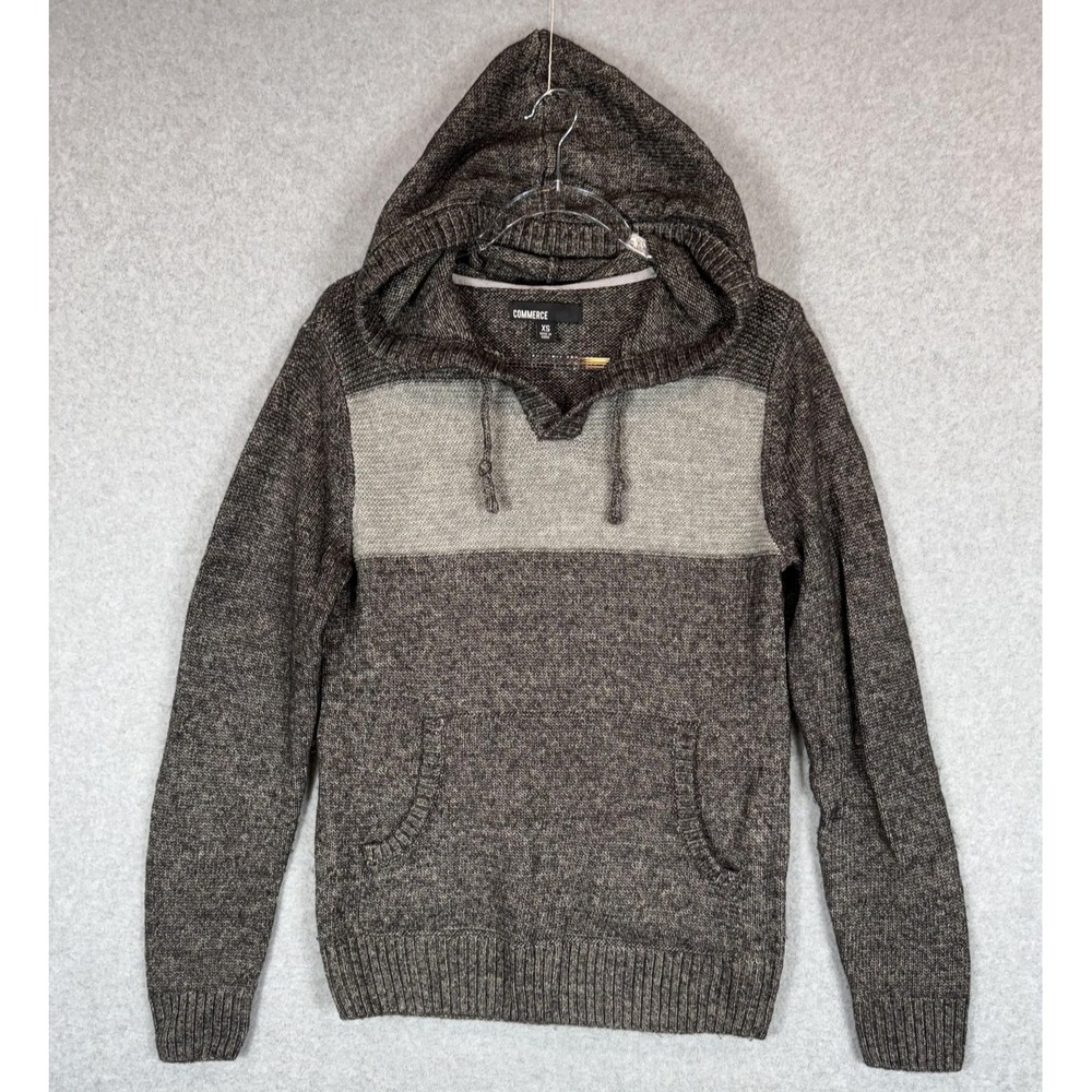 Commerce‎ Pullover Sweater Mens XS Hooded Kangaroo Pocket Acrylic Cotton Blend